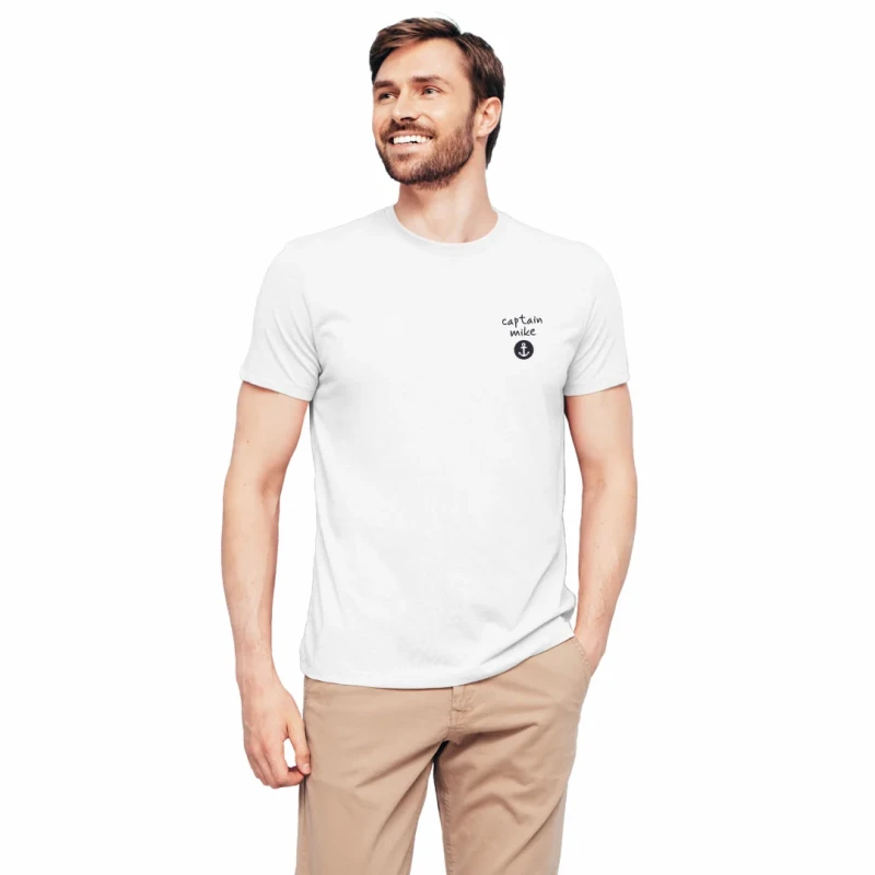 Koszulka męska Z HAFTEM BAWEŁNA TURECKA biała, T-shirt Captain Mike