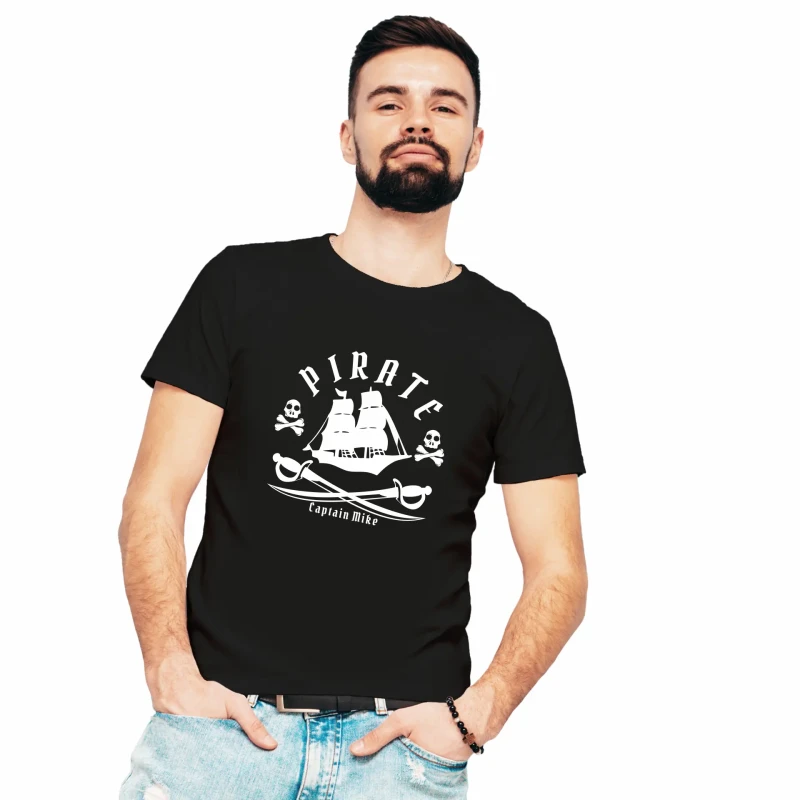 Koszulka męska BAWEŁNA TURECKA czarna z nadrukiem, T-shirt