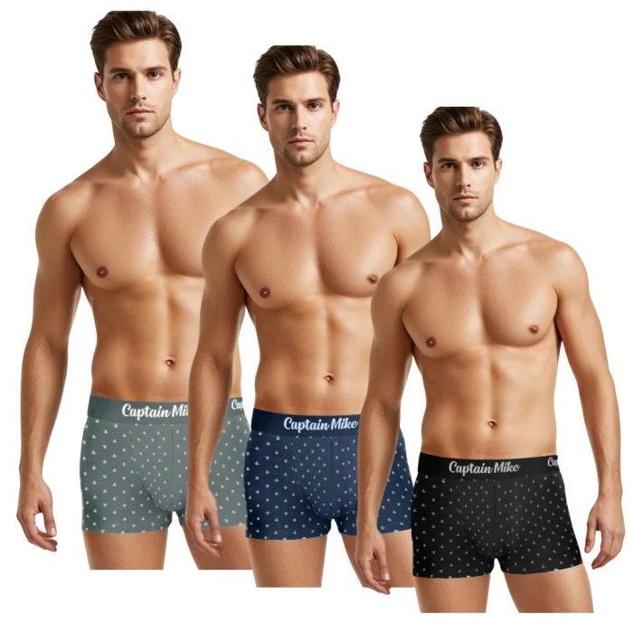 Bokserki męskie 3 pack mix kolor w kotwice Captain Mike