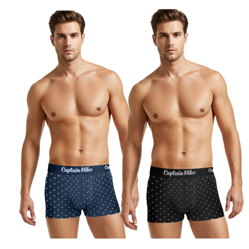 Bokserki męskie 2 pack mix kolor DUŻE ROZMIARY w kotwice Captain Mike