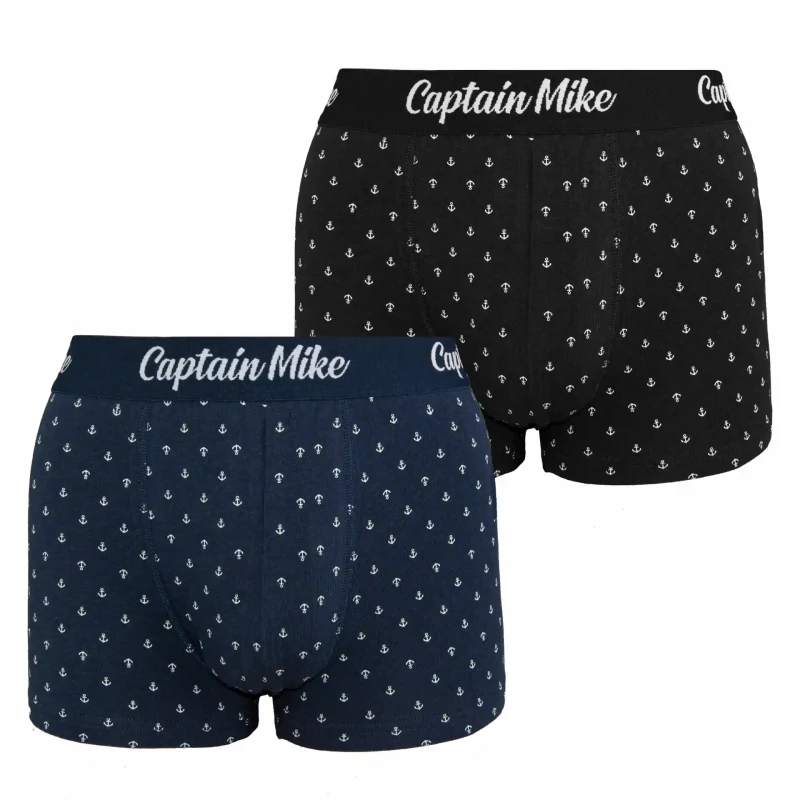 Bokserki męskie 2 pack mix kolor DUŻE ROZMIARY w kotwice Captain Mike