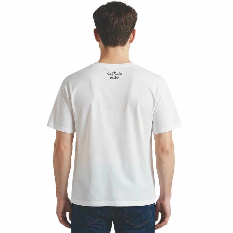 Męska koszulka T-shirt oversize z nadrukiem BAWEŁNA TUR0ECKA biała