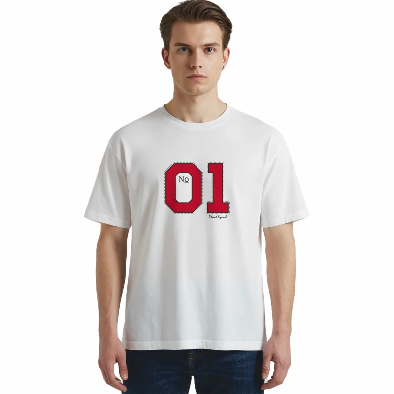 Męska koszulka T-shirt oversize z nadrukiem BAWEŁNA TURECKA biała