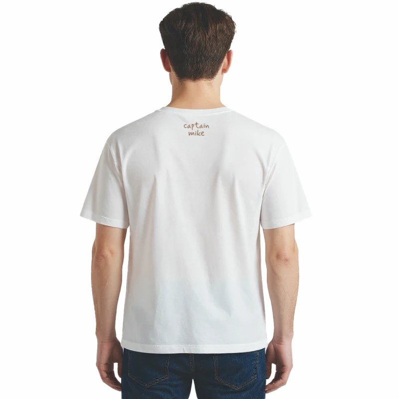 Męska koszulka T-shirt oversize z nadrukiem BAWEŁNA TURECKA biała