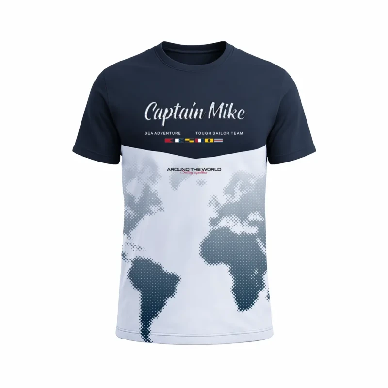 Koszulka męska BAWEŁNA TURECKA T-shirt wypukły nadruk Captain Mike