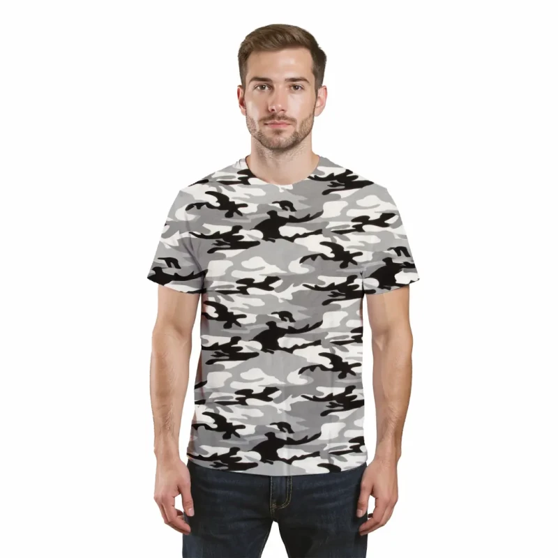 Męska koszulka t-shirt BAWEŁNA TURECKA moro szara