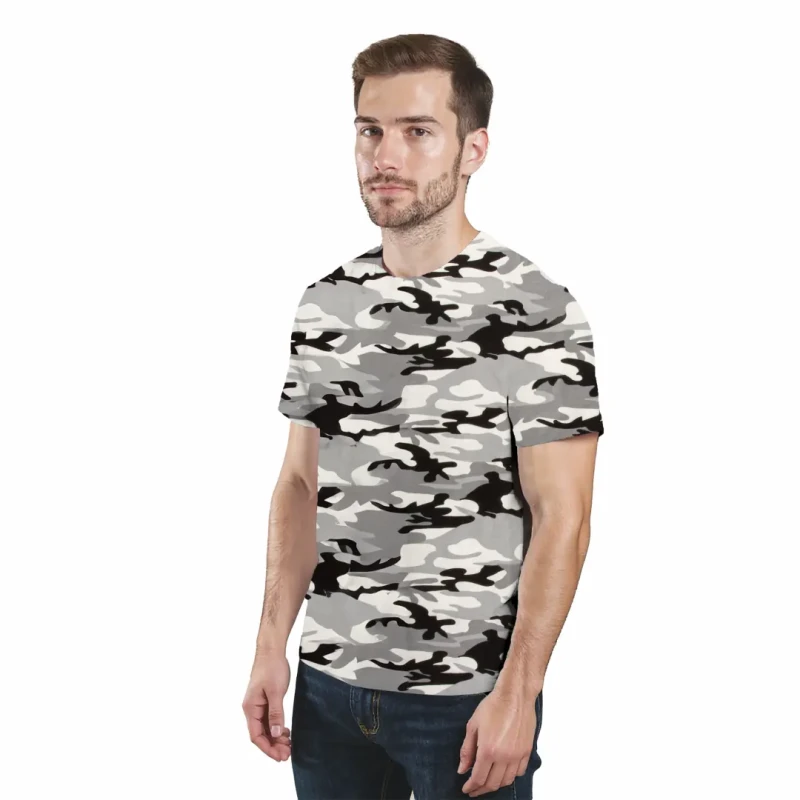 Męska koszulka t-shirt BAWEŁNA TURECKA moro szara