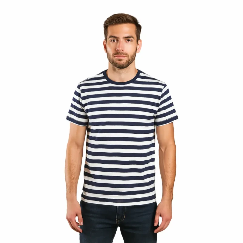 Koszulka bawełniana męska w pasy T-shirt Captain Mike