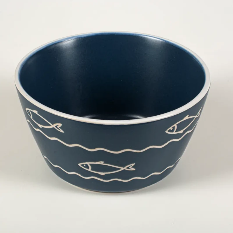 Miseczka kamionkowa ceramiczna granatowa z motywem rybek Captain Mike