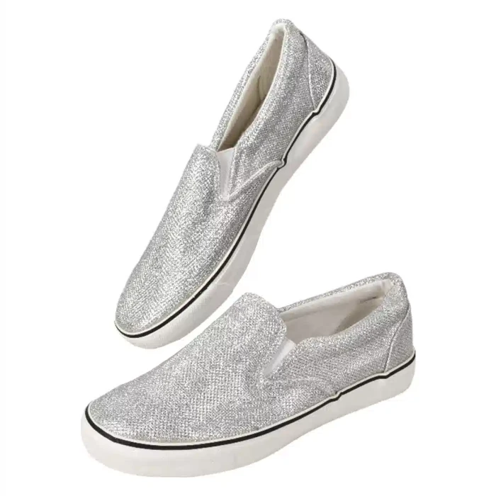 Klasyczne tenisówki, trampki slip-on z brokatem