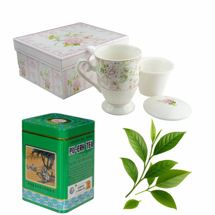 Zestaw prezentowy – porcelanowy kubek + herbata Pu-Erh