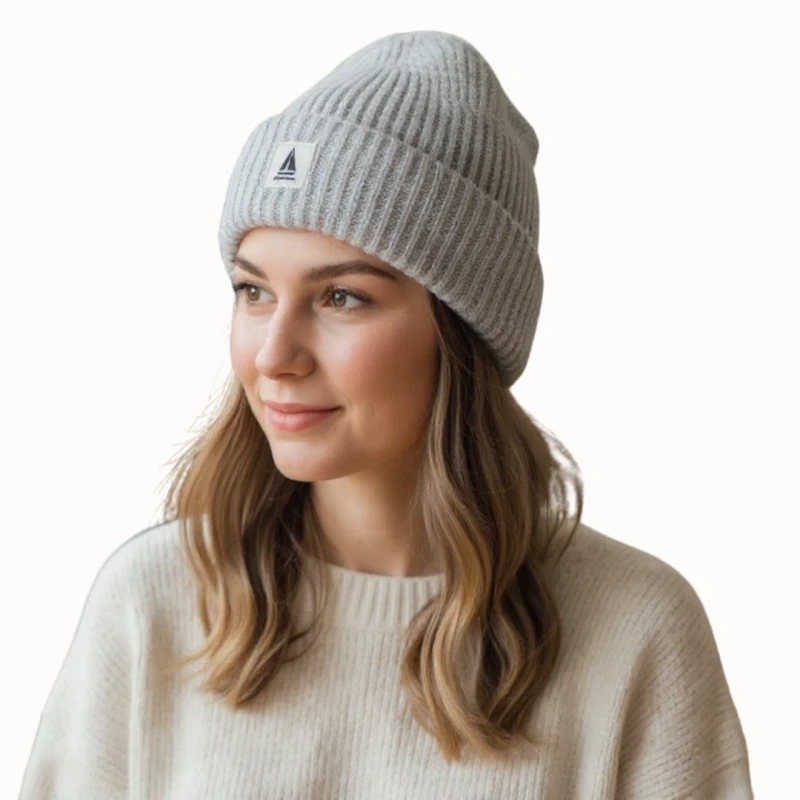 Ciepła czapka zimowa szara beanie dzianinowa Captain Mike