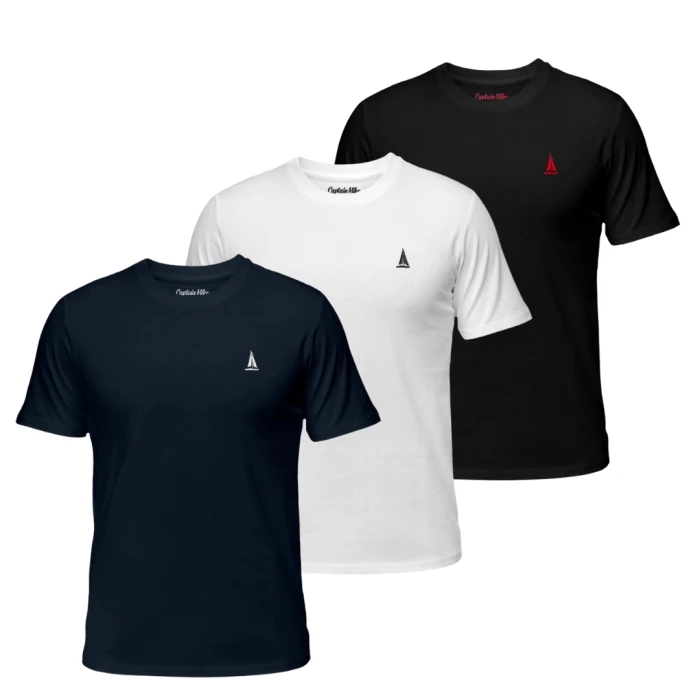 Koszulka męska t-shirt Z HAFTEM zestaw BAWEŁNA TURECKA komplet 3-PAK 