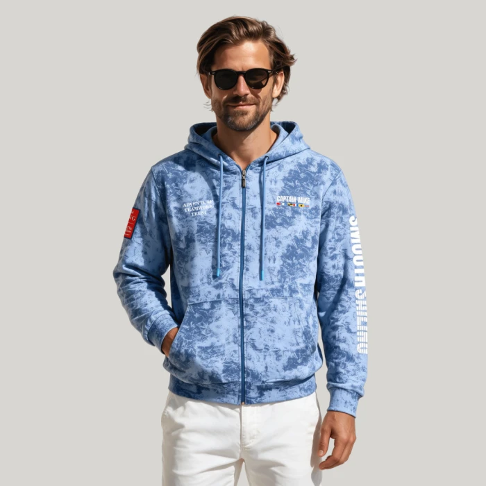 Bluza męska z kapturem DEKAT SAILING rozpinana niebieska