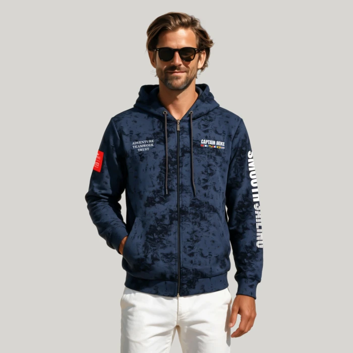 Bluza męska z kapturem DEKAT SAILING rozpinana granatowa