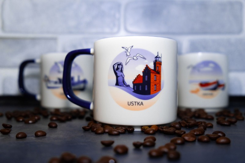 USTKA kubek, kolekcjonerski, znad morza, prezent, pamiątka, morski, do kawy, do herbaty, do pracy, bałtyk, morski, ceramiczny