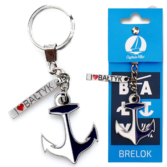 Brelok do kluczy zawieszka kotwica znad morza I LOVE BAŁTYK Captain Mike®