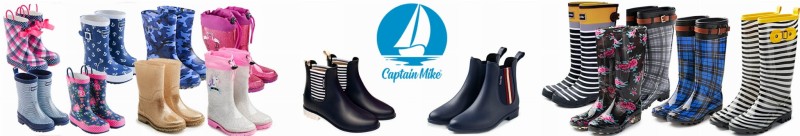 Kalosze damskie, lakierowane, ocieplane, z futerkiem, czarne, sznurowadła, Captain Mike