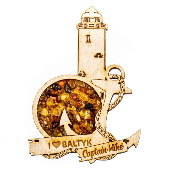 Magnes z bursztynem na lodówkę latarnia morska Captain Mike®